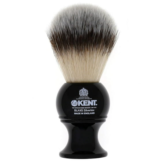 Kent BLK4S Shaving Brush with Ultra-Soft Silvertext Synthetic Bristles and Black Resin Handle to use with Shave Cream or Soap for a Perfect Lather. Luxury Shaving Since 1777, Made in England