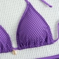 thumbnail image 6 of Women's 3 Piece Swimsuit Halter String Bottoms Bikini Set Side Tie Bathing Suit With Cover Up Beach Skirt (S, Purple), 6 of 9