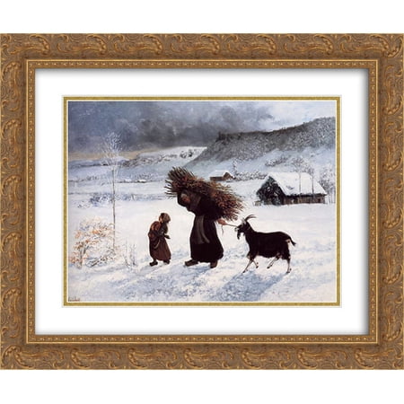 Gustave Courbet 2x Matted 24x20 Gold Ornate Framed Art Print 'Poor Woman of the Village'