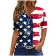 thumbnail image 2 of Cavosen American Flag Shirt Women Petite 4th of July Short Sleeve V-Neck Tops American Flag Print T Shirts Lady XL Red White and Blue Casual Tops Funny Patriotic Tunic Tees 2025 Patriotic Clothes, 2 of 5