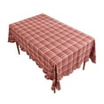 thumbnail image 4 of Fennco Styles Plaid Ruffled Border Cotton Woven Tablecloth 56" W x 71" L - Burgundy Tartan Table Cover for Banquets, Holiday, Special Events, Home, Dining Room Décor and Everyday Use, 4 of 4