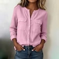 thumbnail image 5 of CQONEPT Long Sleeve Shirt for Women Button Down Blouse Long Sleeve Dressy Casual Cotton Linen Blend Fall Clothes Pink M, 5 of 6