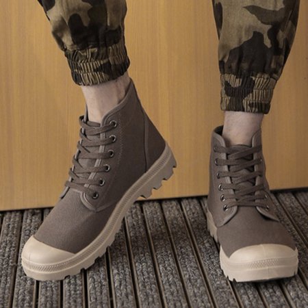 

Men Casual High-Top Lace-Up Canvas Shoes Students Classic Non-Slip Hiking Shoes