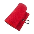 thumbnail image 3 of Toalla de golf con mosquetón, regalo para golfistas, toalla de secado rápido con estampado de gofres. Rojo, 3 of 8