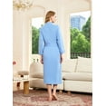 thumbnail image 3 of U2SKIIN Womens Robe 100% Cotton, Lightweight Spa Bathrobe Soft Kimono Long Loungewear,(Sky Blue,L), 3 of 5
