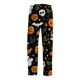 thumbnail image 5 of Boyscolos Halloween Pajamas Pumpkin Ghost Skeleton Drawstring Cozy Comfortable Skull Spooky Pj Pants Halloween Outfits Navy 2XL, 5 of 5