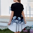thumbnail image 5 of CCRFTGI Short Sleeve Dresses for Children Girls Size 7 Basic 2026 Summer A Line Skater Dress Funny Floral Print Dresses Party Girls Fashion Blue 7-8 Years, 5 of 5
