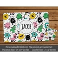 thumbnail image 3 of Printtoo Personalized Placemat & Coaster Set For Kids Toddlers,Birthday Gift For Boys,Gift For Girls,Monsters-11x17 Inch, 3 of 6