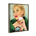 thumbnail image 3 of Stupell Industries Vintage Cosmetic Ad Woman Beauty & Fashion Painting Gray Floater Framed Art Print Wall Art, 3 of 6