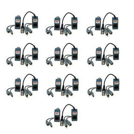 VideoSecu Ten Pair Audio Video Power Balun Network Transceiver for CCTV Security Camera BPP