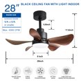 thumbnail image 7 of Noaman 28 Inch Ceiling Fan with Lights Remote Control, Low Profile Flush Mount, 5 Reversible Blades, 6 Speeds & 3 Color Temperatures, Black+Brown for Bedroom Kitchen, 7 of 7