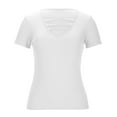 thumbnail image 5 of USSUMA Summer Tops for Women Trendy Sexy Cut Out Short Sleeve Dressy Shirts Blouses V Neck Women's Tops Summer 2022 Solid Color Hollow Out Casual Tshirts Tunic Plus, 5 of 8