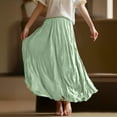 thumbnail image 5 of WTOBBY Women's Casual Pleated Solid Color Maxi Skirt A-Line Floor Length Skirt High Waist Flowy Swishy Long Skirt with Elastic Waist for Bohemian Style,Green S, 5 of 5