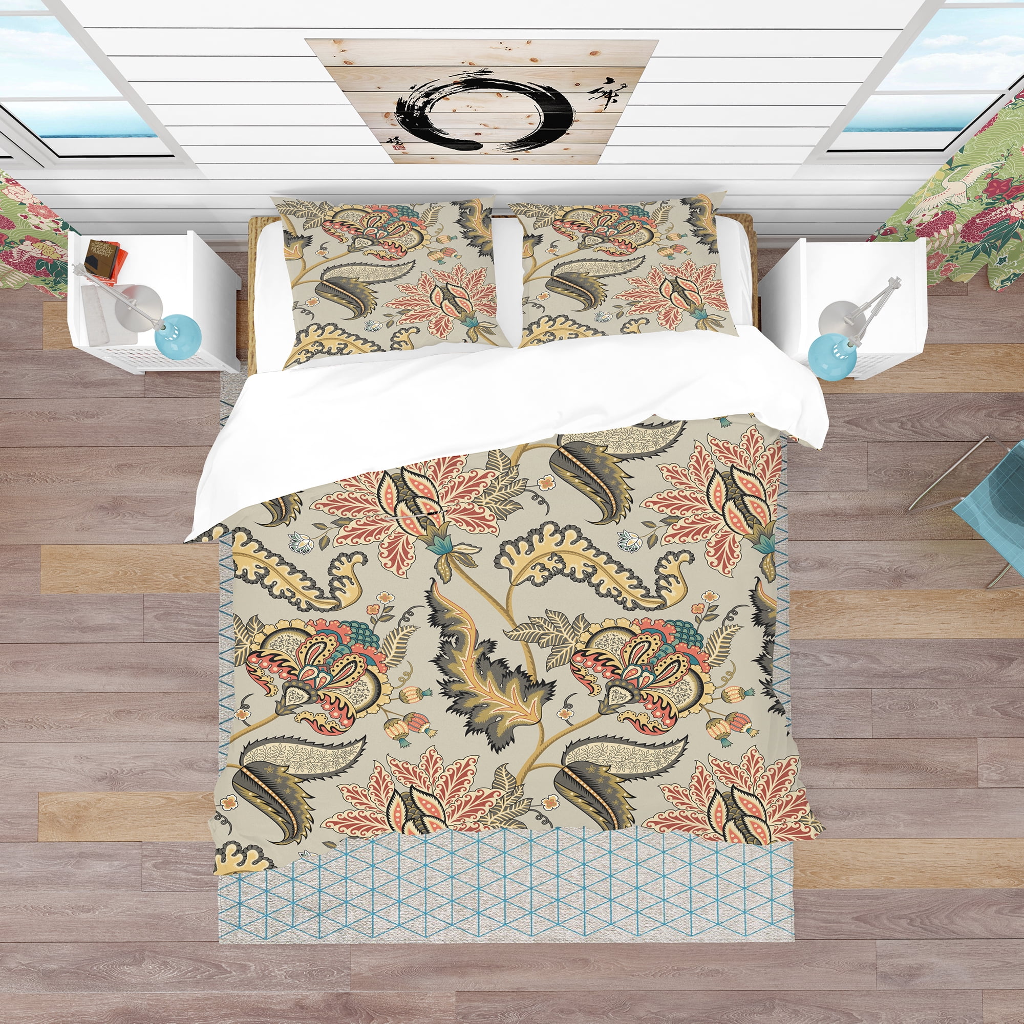 Designart 'Vintage Indian Floral Pattern' Tropical Duvet Cover Set