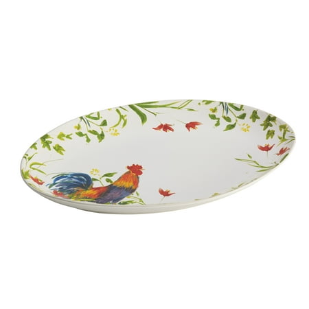 - BonJour Dinnerware Meadow Rooster Stoneware 9-3/4-Inch by 14-Inch Oval Platter - 50176