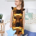 thumbnail image 4 of Vsdgher Robe de Nuit Tournesol Coucher de Soleil Vache pour Filles Manches Courtes à Volants Robe de Nuit Pyjama pour Fête Pyjama-TG, 4 of 6