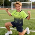 thumbnail image 6 of ITSAME Girls Athletic Outfits 2-Piece Quick-Dry T-Shirt & Shorts Football Training Sport Set Green Size 3, 6 of 8