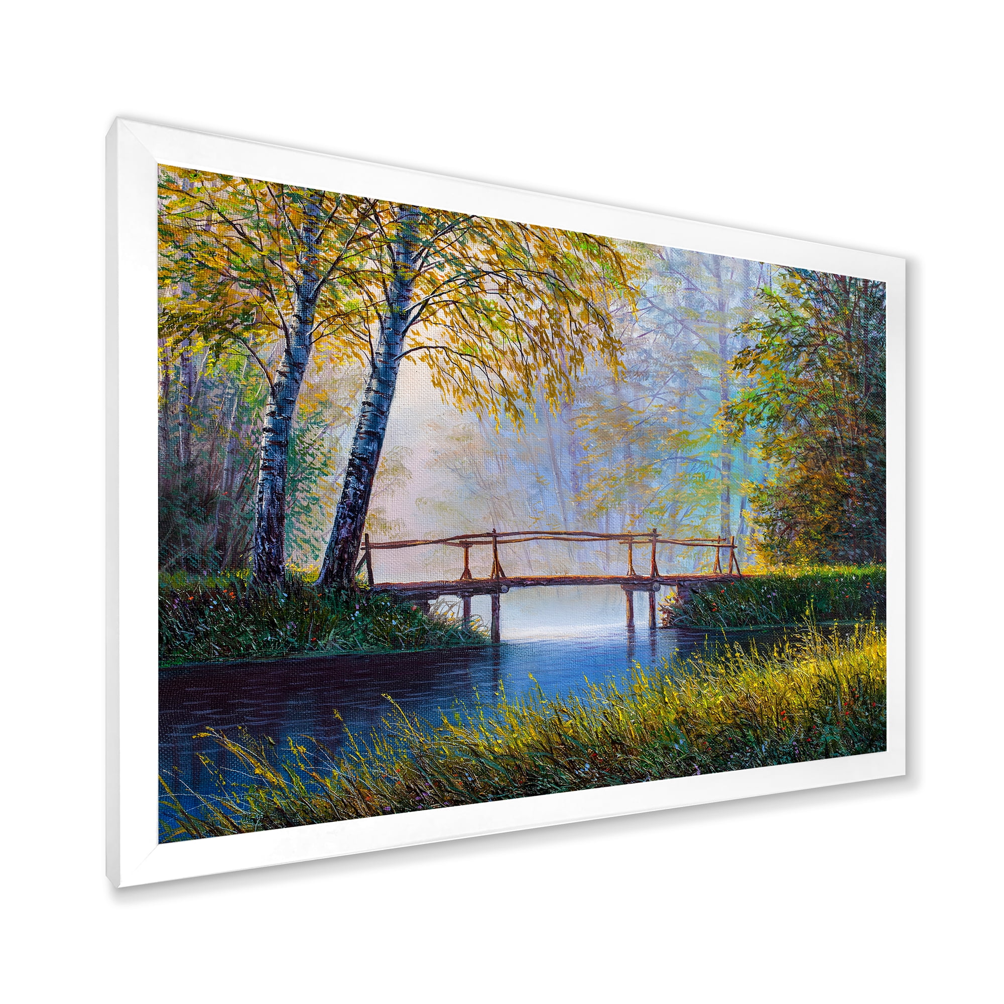 Designart 'Sunrise Glow and The Awakening Spring Forest' Lake House Framed Art Print