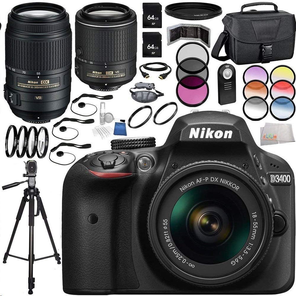 Nikon D3400 DSLR Camera 23PC Bundle (Black) Includes AFP DX NIKKOR