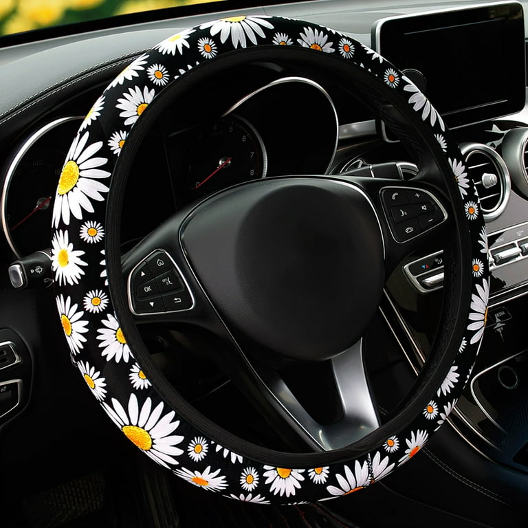 15inches Universal Leather Car Steering Wheel Cover Car Accessories  Colorful Fuzzy Steering Wheel Cover Gear Shift Cover Handbrake Cover  (Orange)