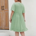 thumbnail image 6 of LNWUY Plus Size Women's Summer Dresses Round Neck Flutter Sleeve Flowy Short Mini Dress Casual A-Line Ruffle Tiered Swing Dresses Green XXXL, 6 of 6