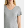thumbnail image 2 of Time and Tru Women's Cotton V-Neck Tee with Short Sleeves, Sizes XS-XXXL, 2 of 4