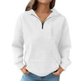 thumbnail image 4 of BiZtdJrK Womens Quarter Zip Sweatshirts Lapel Collar Waffle Pullover Tops Lightweight Casual Fall Fashion Outfits White S, 4 of 10