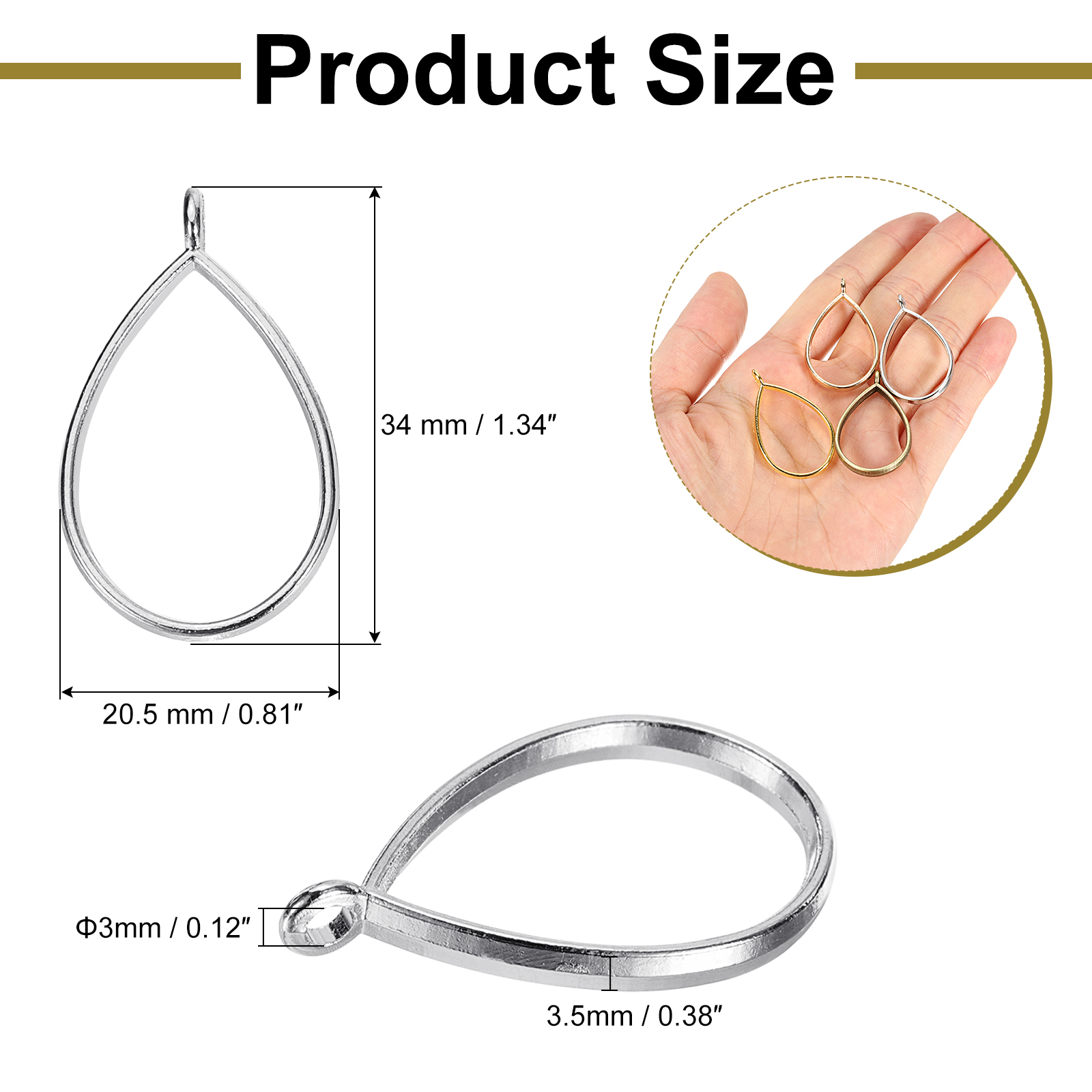 Unique Bargains 60 Pcs Alloy Open Bezel Pendants for Resin Jewelry Making