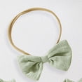 thumbnail image 7 of Pandaie 3-18M Newborn Baby Girl Summer Outfit Bow Headhand Smocked Bubble Romper Sleeveless Linen Bodysuit Infant Jumpsuit Clothes Green 18M(12-18 Months), 7 of 7