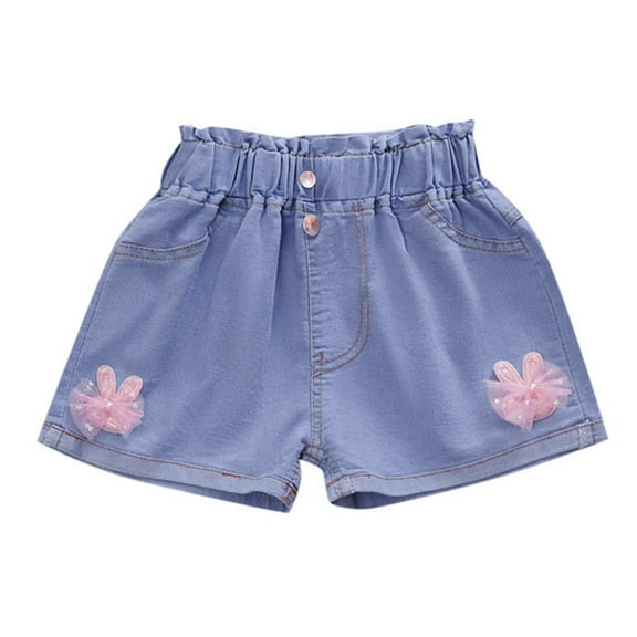 Godom Baby Girl Shorts Trim Elastic Waist Drawstring Casual Comfy Beach Lounge Shorts, Sizes 3-13 Years