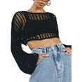thumbnail image 2 of Franhais Women’s Summer Blouse Crochet Fashion Long Sleeve Loose Tops Crop for Streetwear, 2 of 7