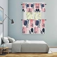 thumbnail image 6 of Pink Black Color Block Kitchen Curtains Valances and Tiers Set of 3 Nordic Leaf Abstract Tier Curtains and Valance with Rod Pocket for Small Windows, 27.5"x24", 6 of 9