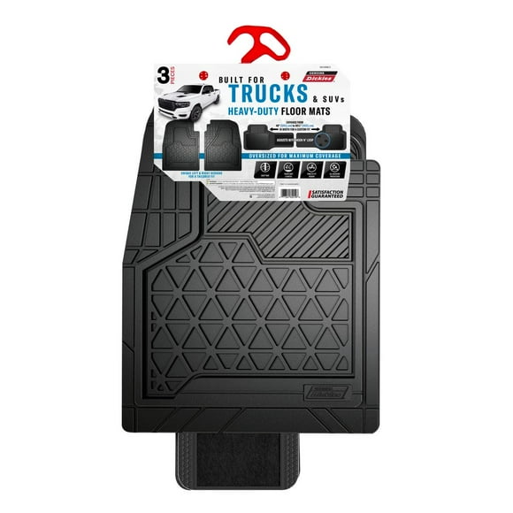 Genuine Dickies 3-Piece Black Adjustable-Rear Truck Floor Mats