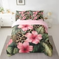 thumbnail image 2 of jejeloiu Pink Rustic Flower 7-Piece Twin Bedding Sets,Jungle Leopard Print Bedding Comforter Set,Green Monstera Leaf Sheet Sets For Men Women,Ultra Soft Home Decor Reversible, 2 of 8