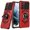 Red, variant on For Samsung Galaxy S22 Ultra Robotic Hybrid with Magnetic Ring Stand Case Cover - Red