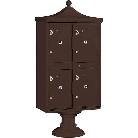 Regency Decorative Outdoor Parcel Locker with 4 Compartments in Bronze with USPS Access Type II