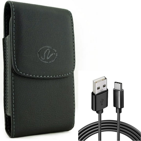 For Galaxy A54 /A53 /A33 - Case Belt Clip w 6ft USB Cable, Leather Holster Cover, Type-C Charger Cord Power for Samsung Galaxy A54 /A53 /A33 5G