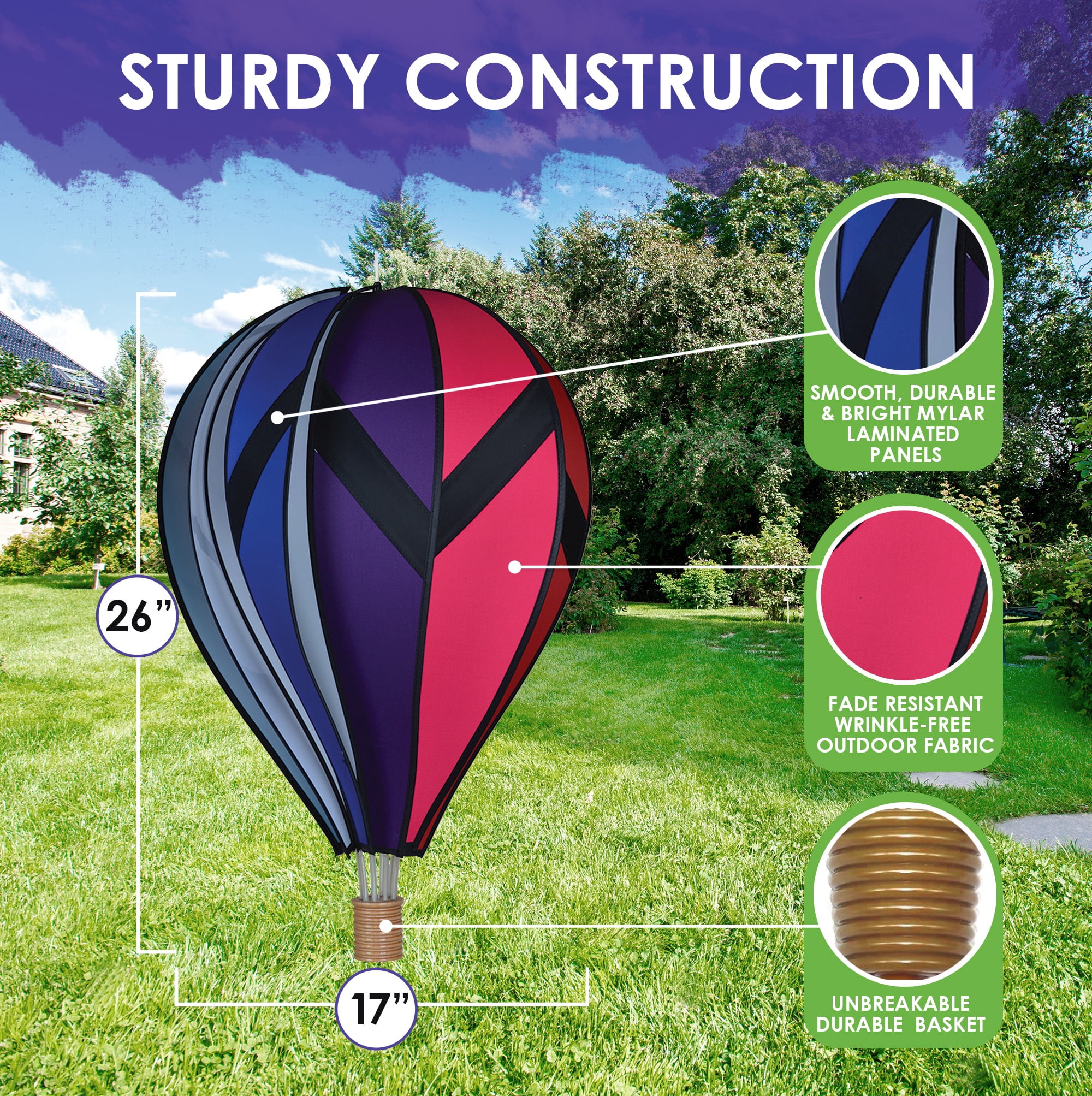 Premier Kites Hot Air Balloon 26 in. - Rainbow Orbit
