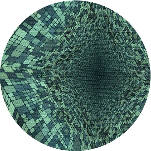 Ahgly Company Machine Washable Indoor Round Transitional Mint Green Area Rugs, 4' Round