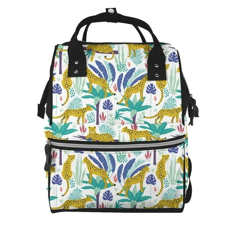 Fuzoiu Summer Leopard Print Diaper Bag Backpack,Baby Essentials Travel Tote,Multi function Waterproof Diaper Bag, Travel Essentials Baby Bag - Unisex