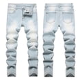 thumbnail image 2 of Boy's Skinny Ripped Jeans Destroyed Distressed Taper Zipper Pants With Holes Blue 6 Y-7 Y, 2 of 7