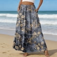 thumbnail image 2 of LWavelet Women's Vintage Floral Print Tiered Maxi Skirt, Elastic Waist with Pockets, Boho Spring & Easter Long Skirt Dark Gray 2XL, 2 of 6