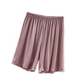 thumbnail image 2 of Costeam Womens High Waisted Five Point Pajama Shorts Solid Color Thin Soft Breathable Elastic Waist Lightweight Comfy Loose Fit Sleep Loungewear Bottoms, 2 of 6