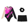 thumbnail image 3 of YONGHS Kids Girls Gymnastics Bodysuit with Shorts Hair Scrunchie Set Ballet Dance Leotard Unitards Hot Pink 10, 3 of 7