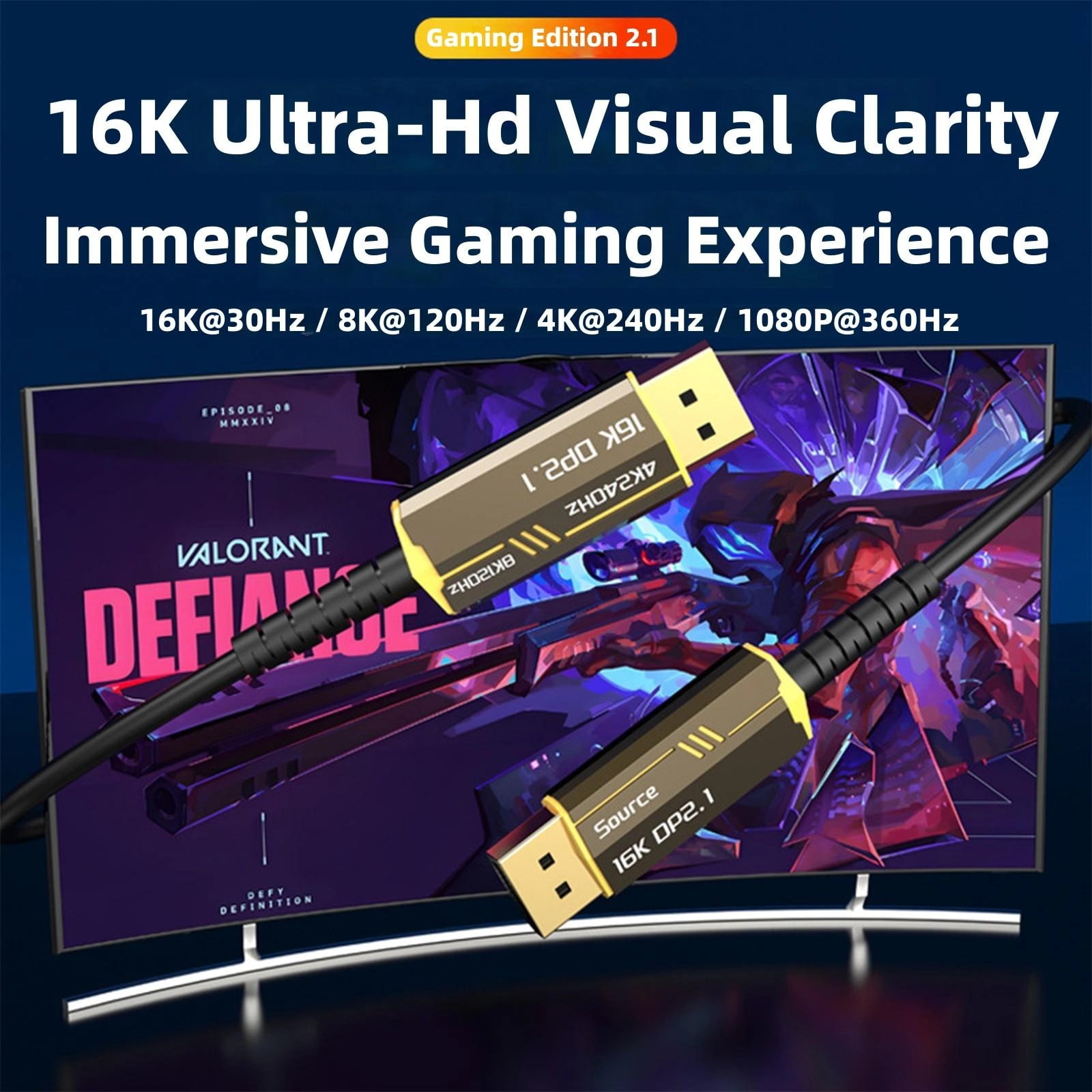 Long Distance DisplayPort Fiber Cable 16K@30Hz 8K@60Hz @240Hz High Rate Headsets