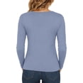 thumbnail image 5 of MYAOYINo Boundaries Womens Long Sleeve V Neck Top Solid Color Fitted T Shirt, 5 of 9