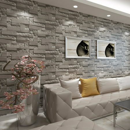 3D Wallpaper Bedroom Living Mural Roll Modern Faux Brick Stone Wall Background（not self-adhesive）（glue is not