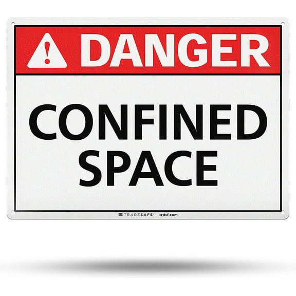 TRADESAFE Danger Confined Space Sign, Do Not Enter Wall Signs, 14” x 10”, 40 Mil Aluminum Danger Sign