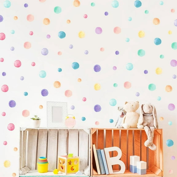 153 Pcs Watercolor Polka Dot Wall Decals Peel & Stick Vinyl Dots Stickers for Bedroom, Nursery, Playroom & Classroom Decor
