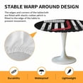 thumbnail image 2 of Elastic Fitted Round Tablecloth, Black American Flag Waterproof Stretch Table Cover for 36"-44" Tables, Vintage Red Hockey Star Strip Flag Washable Outdoor Tablecloths for Patio, Picnic, Camping, 2 of 9